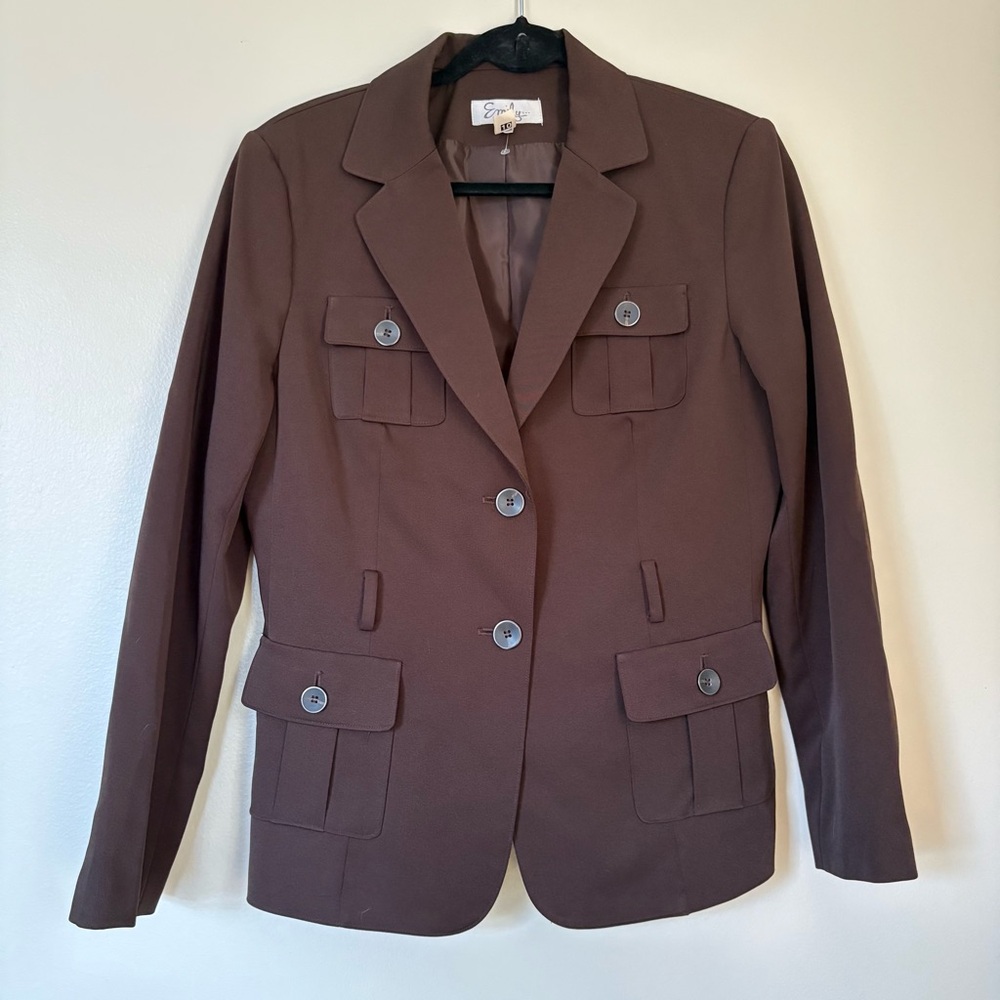 Emily 90s Brown Padded Blazer Size 12 Women’s
